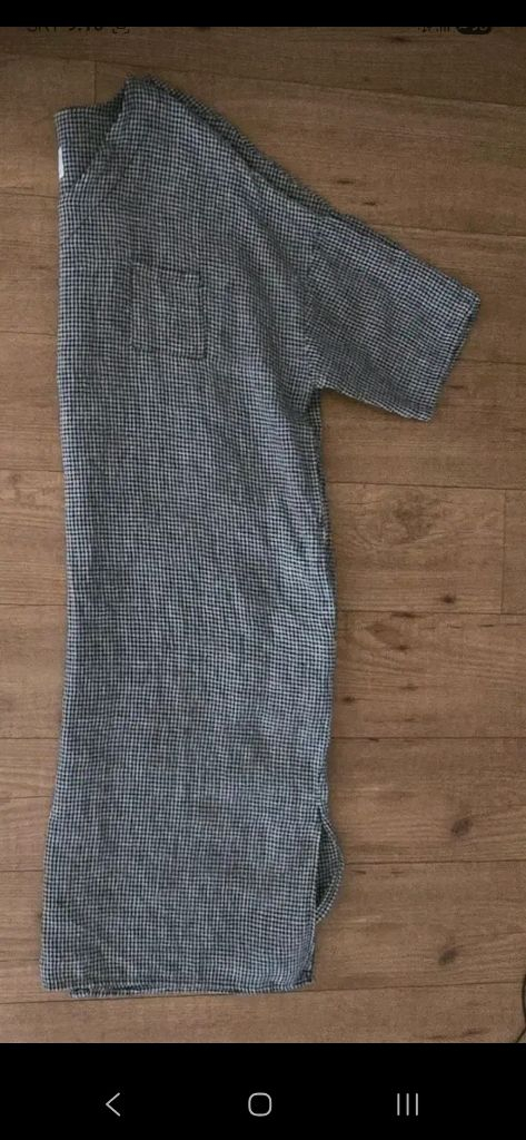 프리~88/면 롱 체크 원피스 이미지