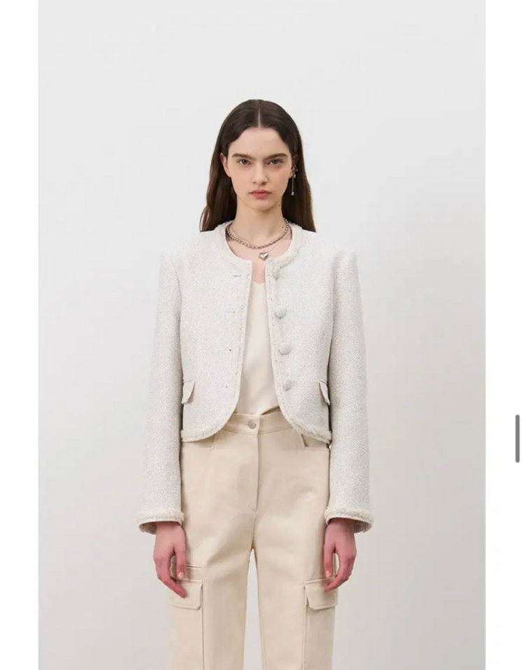 마론에디션 스프링 화이트 코튼 트위드 자켓M 이미지