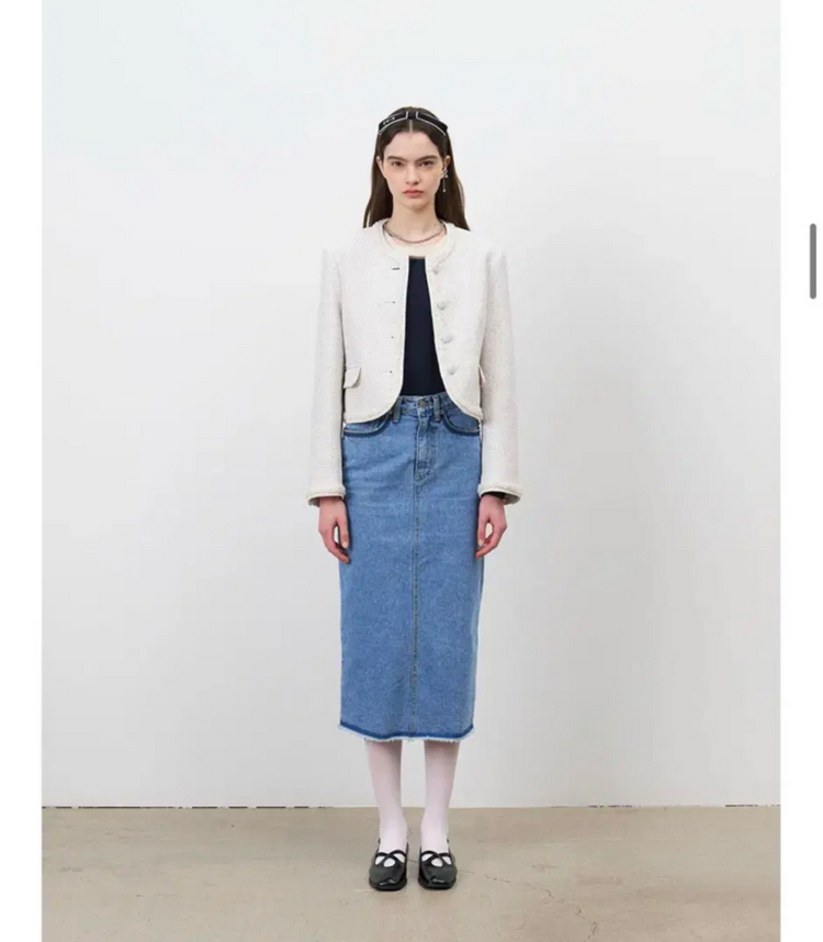 마론에디션 스프링 화이트 코튼 트위드 자켓M 이미지