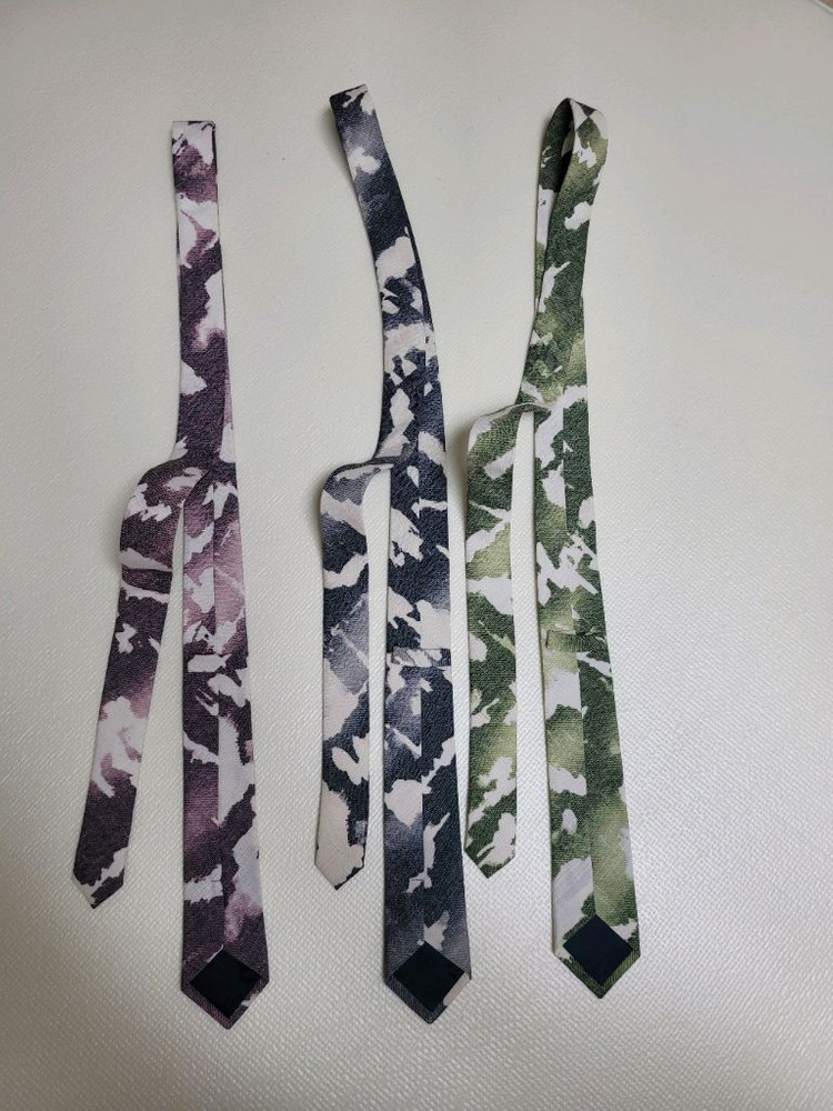 넥타이 3종 (까모패턴 퍼플, 그레이, 그린) 이미지