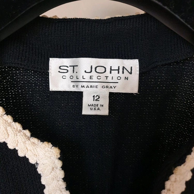 ST.JOHN 센존 컬렉션라인 럭셔리 진주&니트트림 패치포켓 집업 자켓 이미지
