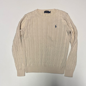 여성 폴로 랄프로렌 꽈배기 케이블 코튼 크롭 니트 S 아이보리 이미지