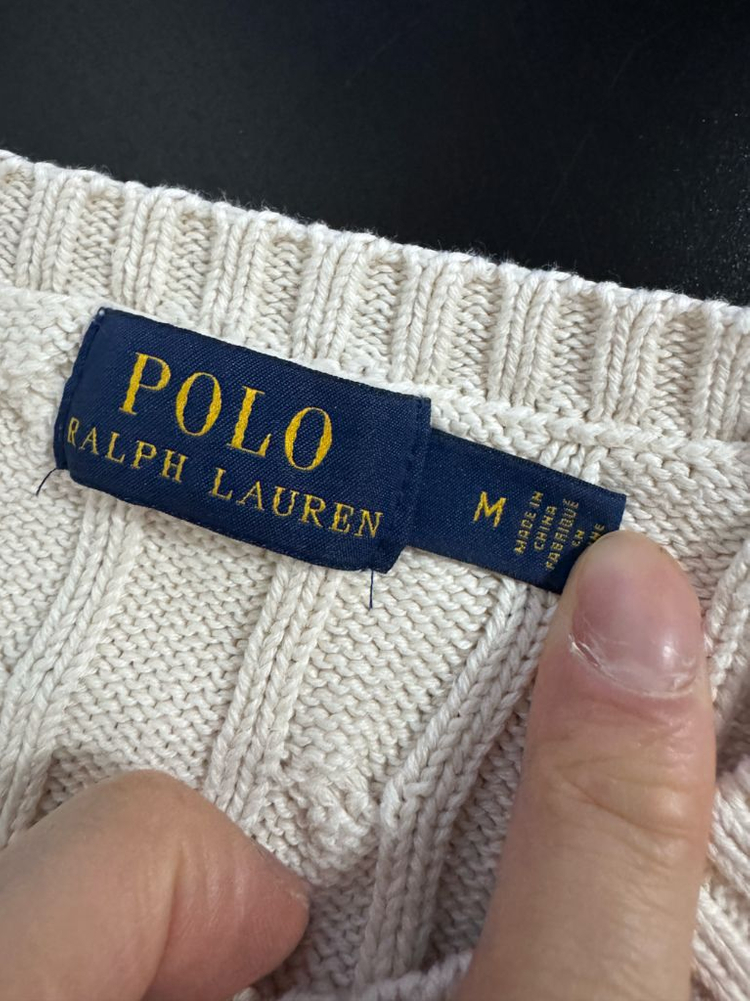 여성 폴로 랄프로렌 꽈배기 케이블 코튼 크롭 니트 S 아이보리 이미지