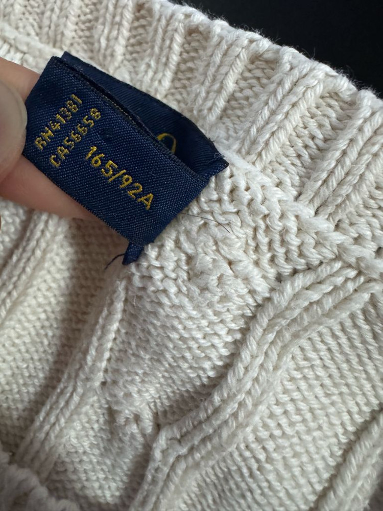 여성 폴로 랄프로렌 꽈배기 케이블 코튼 크롭 니트 S 아이보리 이미지