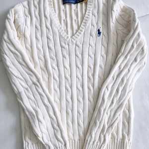 폴로 랄프로렌 케이블 브이넥 니트 S 아이보리 (1회착용) 이미지