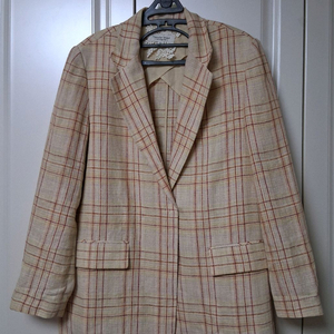 써스데이아일랜드 린넨혼방 체크홑겹자켓55 루즈핏 이미지