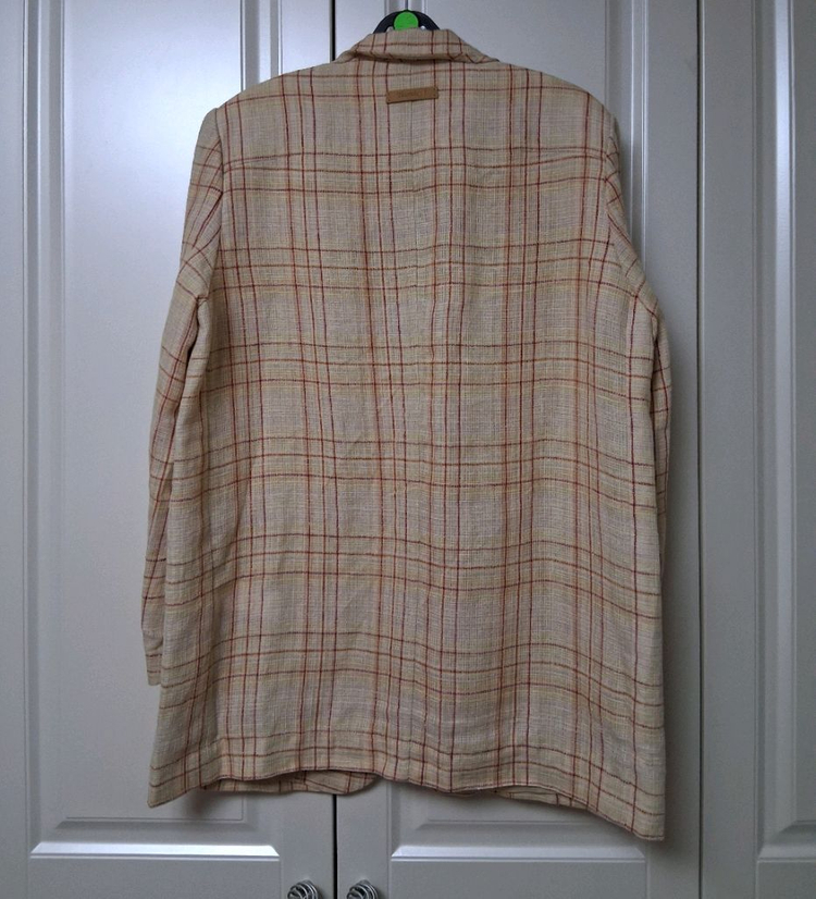 써스데이아일랜드 린넨혼방 체크홑겹자켓55 루즈핏 이미지