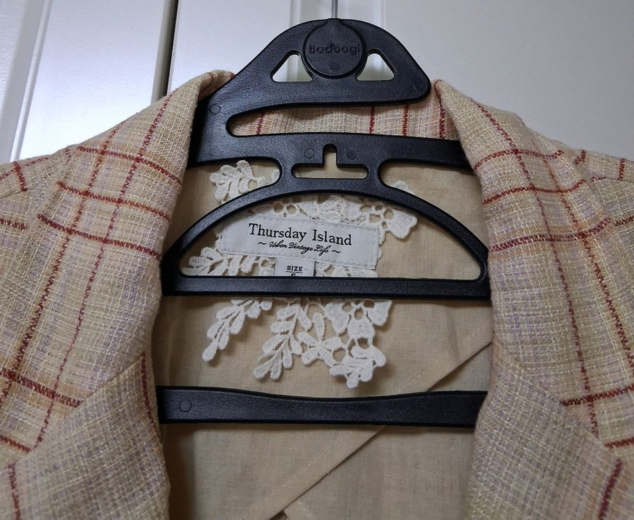 써스데이아일랜드 린넨혼방 체크홑겹자켓55 루즈핏 이미지