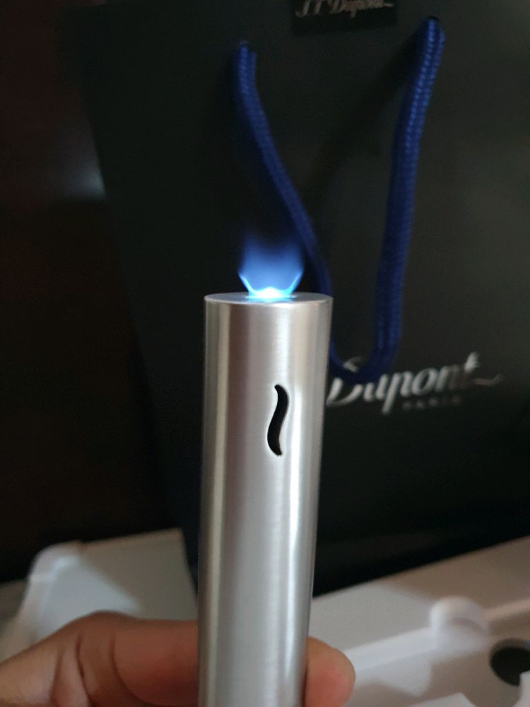 [새상품,풀세트] 듀퐁라이터 신형 터보 (테이블용,시가용) 브러쉬드 크롬 쌍불 터보 듀퐁 라이타 이미지