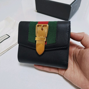 [100%/정품] 구찌 실비 트리이 폴드 지갑 블랙, 구찌지갑,구찌반지갑,구찌중지갑 이미지