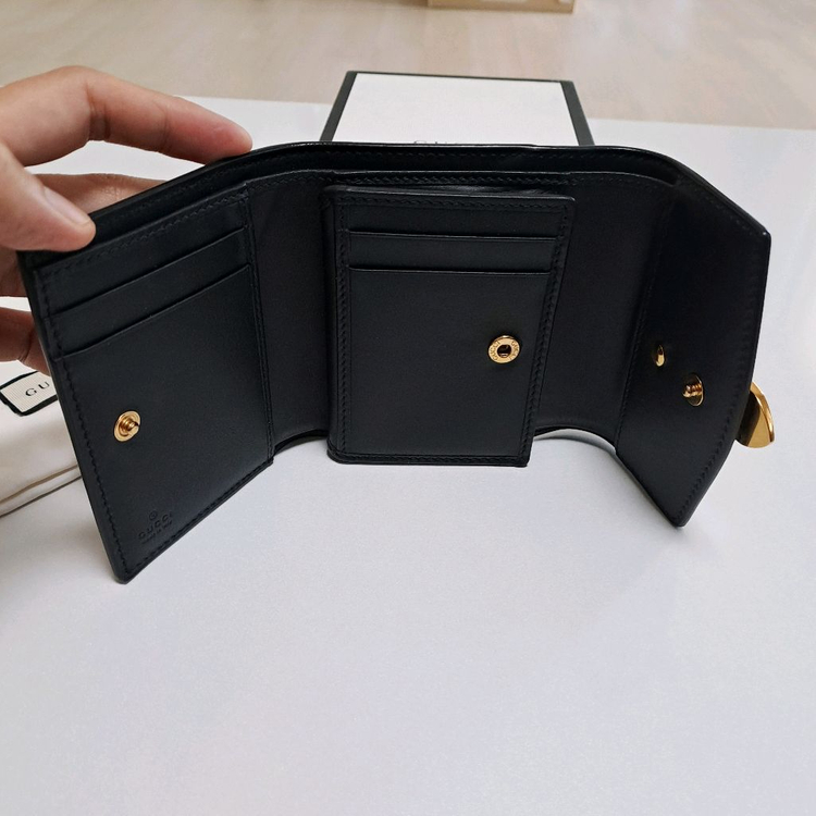 [100%/정품] 구찌 실비 트리이 폴드 지갑 블랙, 구찌지갑,구찌반지갑,구찌중지갑 이미지