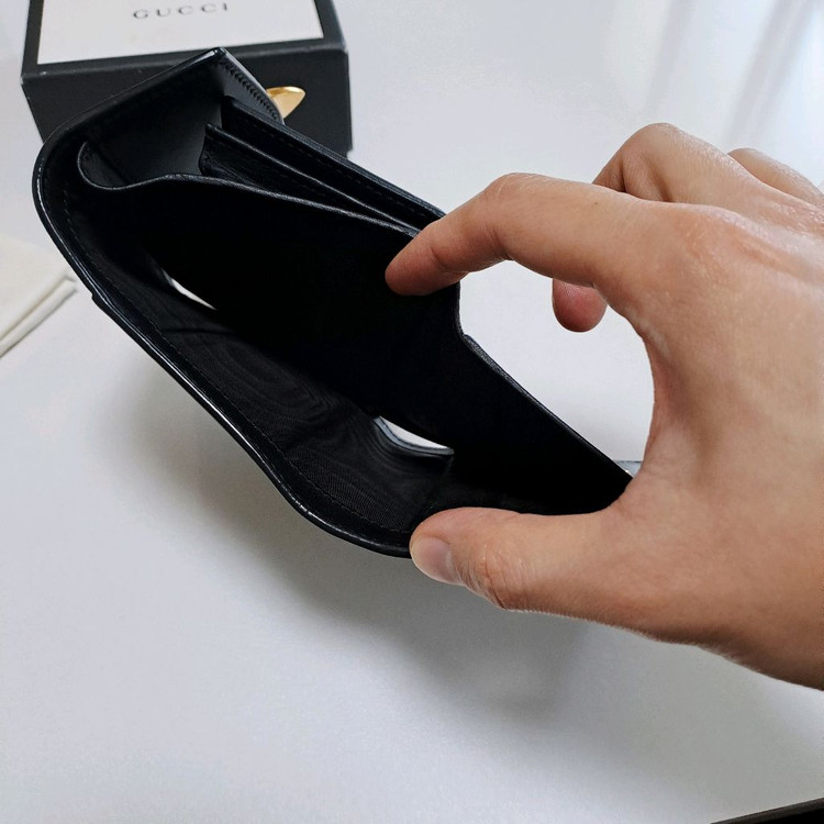 [100%/정품] 구찌 실비 트리이 폴드 지갑 블랙, 구찌지갑,구찌반지갑,구찌중지갑 이미지