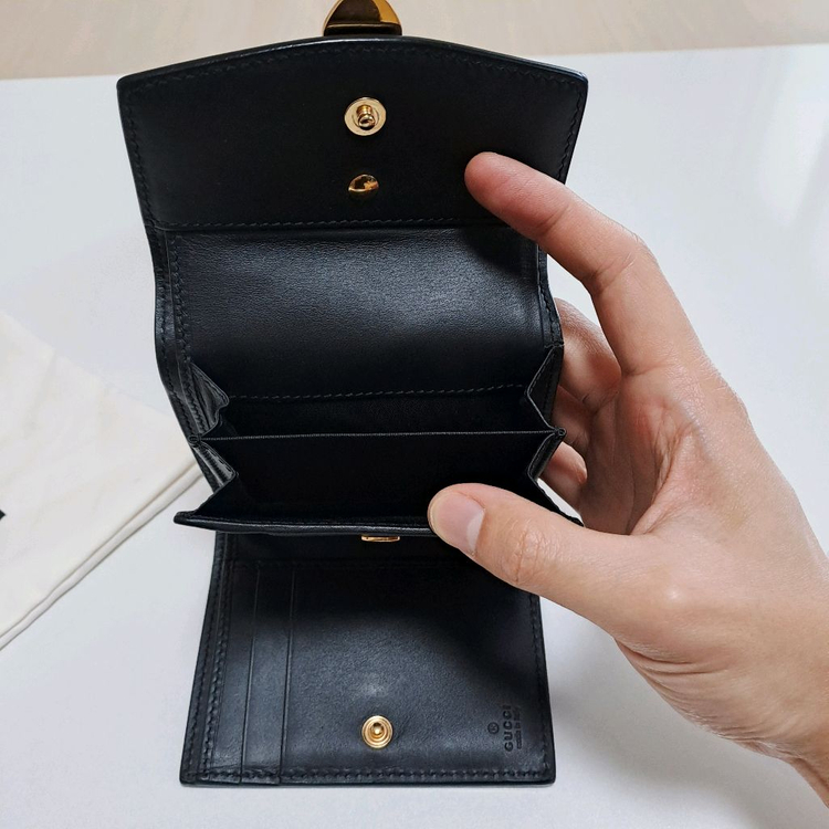 [100%/정품] 구찌 실비 트리이 폴드 지갑 블랙, 구찌지갑,구찌반지갑,구찌중지갑 이미지