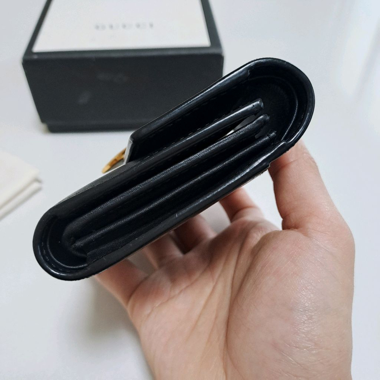 [100%/정품] 구찌 실비 트리이 폴드 지갑 블랙, 구찌지갑,구찌반지갑,구찌중지갑 이미지