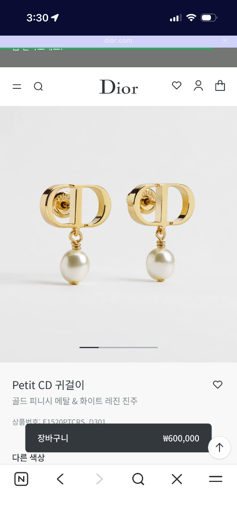 디올 쁘띠 CD 귀걸이 한쪽 이미지