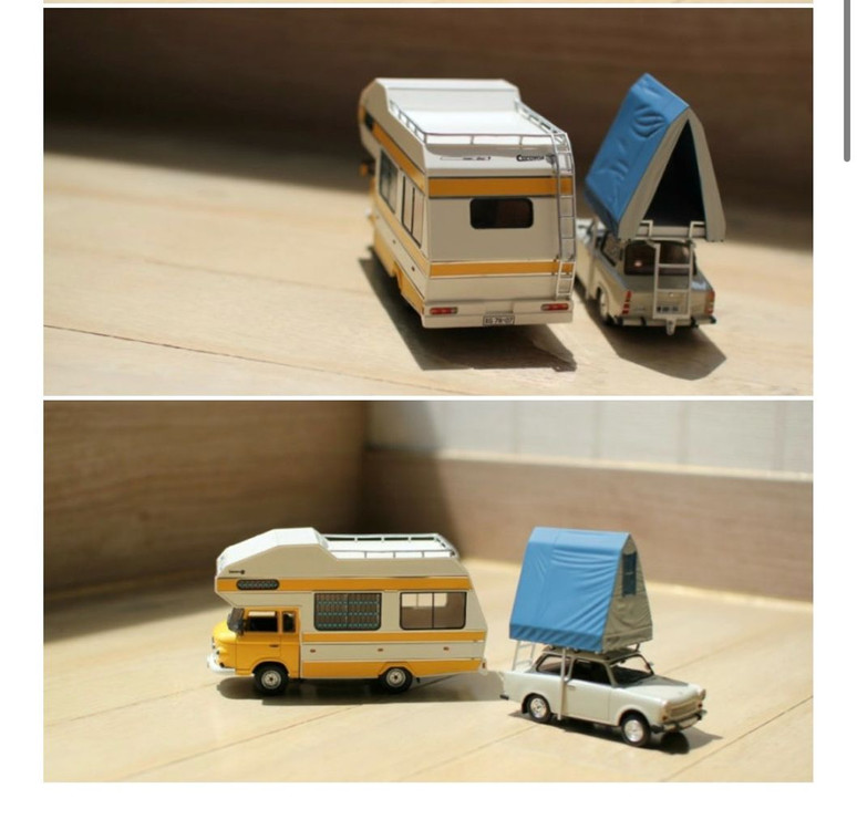 1/43 캠핑 카라반 루프탑 다이캐스트 캠핑카 판매 모형 2대. 박스완벽. 판매 이미지