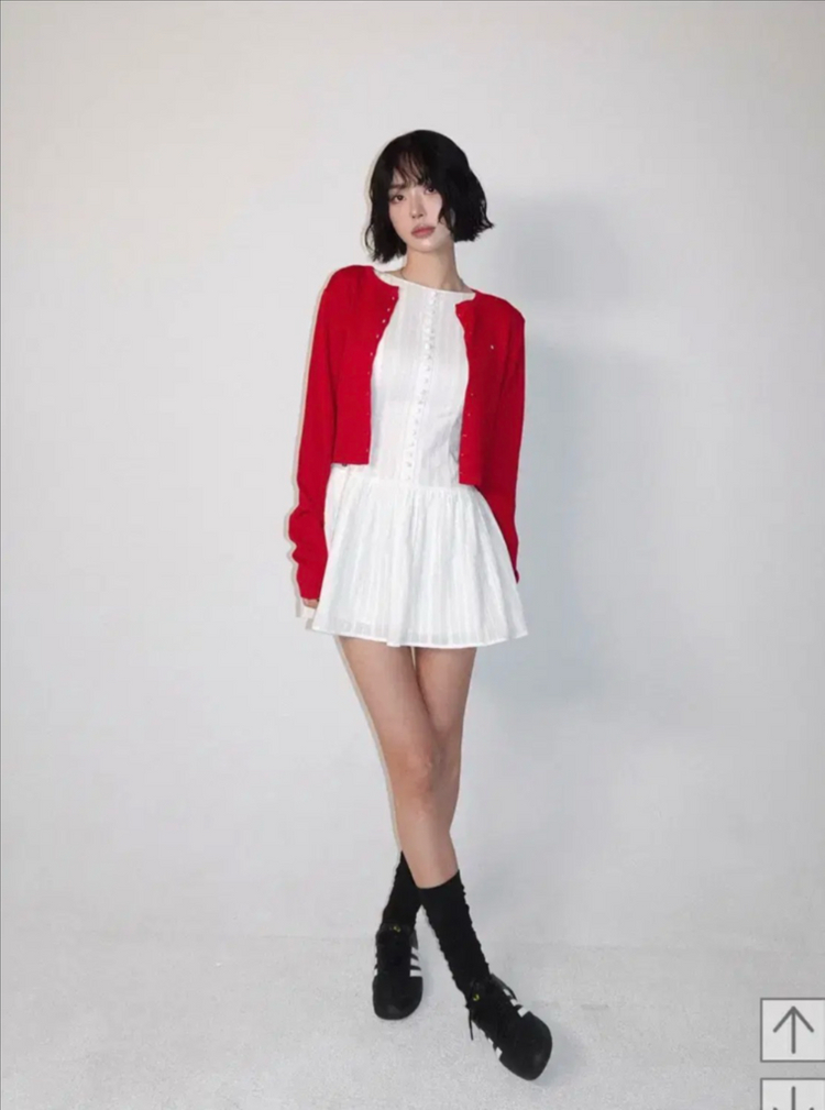 (새상품) 페일제이드 베이직 자카드 펀칭 드레스 원피스 화이트 M 이미지