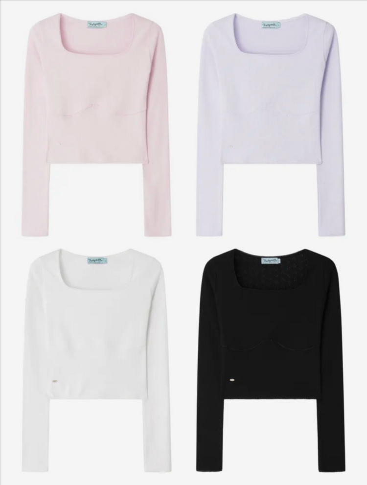 (새상품) 페일제이드 하트 펀칭 레이스 티 화이트 롱 슬리브 티셔츠 이미지