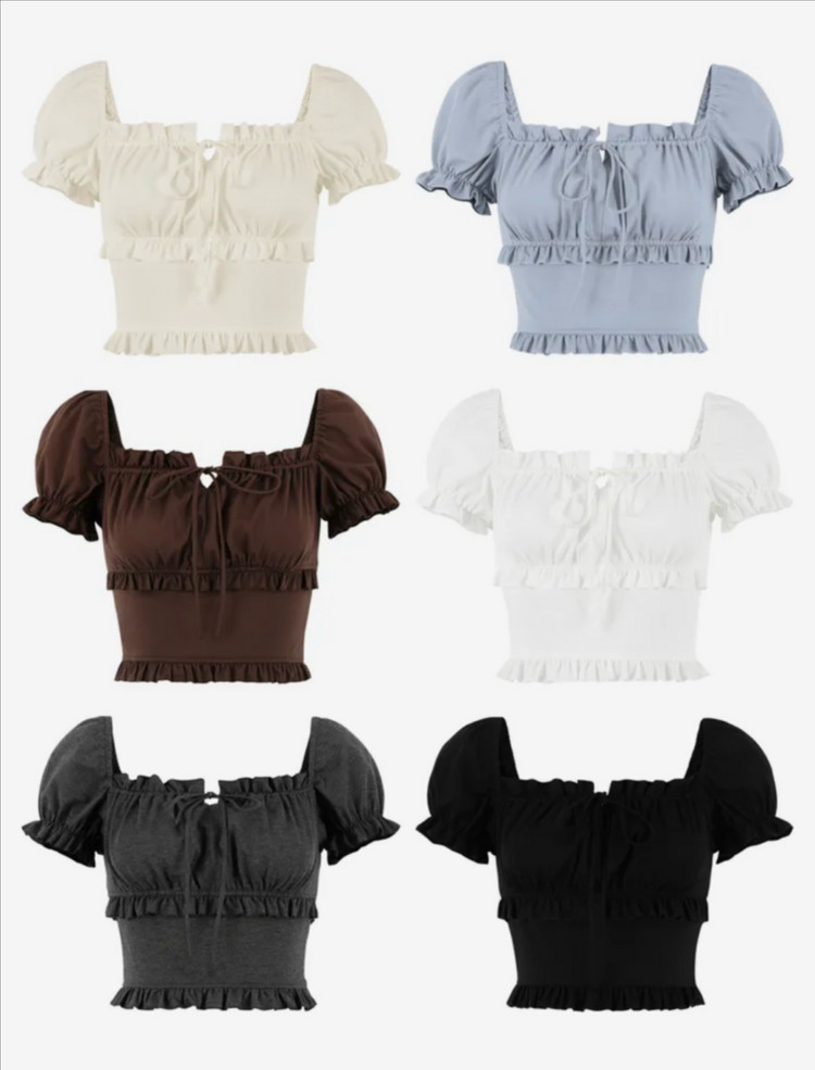 (새상품) 페일제이드 베이직 크롭 퍼프 블라우스 화이트 이미지