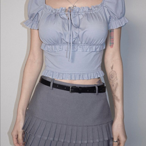 (새상품) 페일제이드 베이직 크롭 퍼프 블라우스 소라 이미지