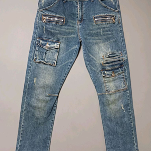 [34] 발망 워싱 포켓 디테일 데님 팬츠 청바지 이미지