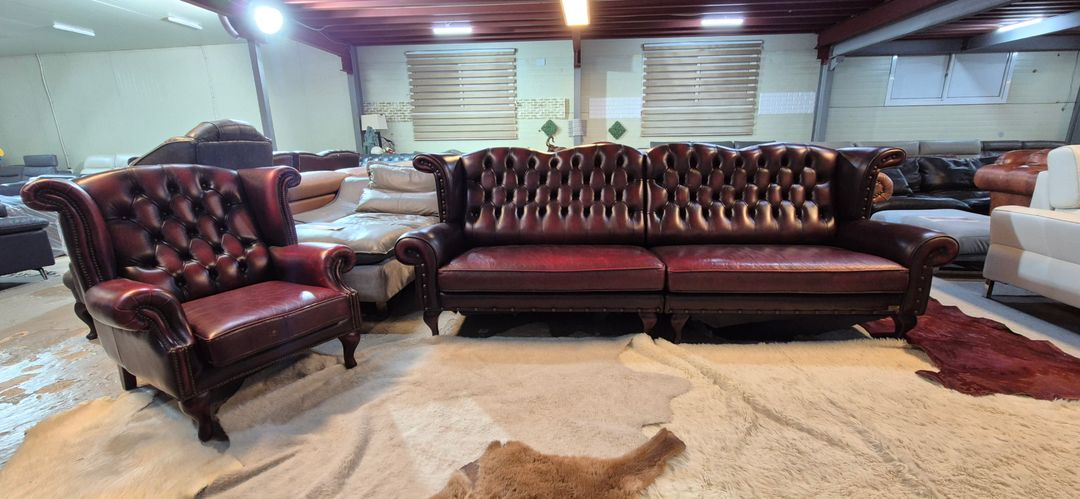 체스터필드 이태리 전체 천연가죽 4인+1인 소파 이미지