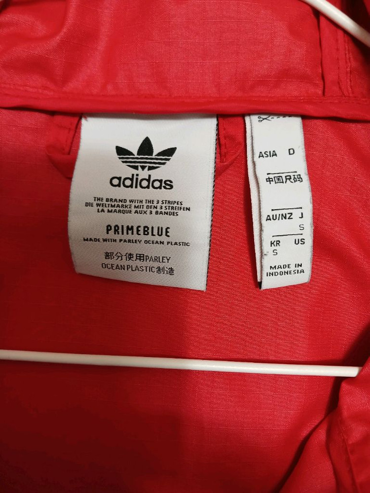 아디다스 여성 남성공용 삼선 바람막이 후드 레드 사이즈 S 90 이미지