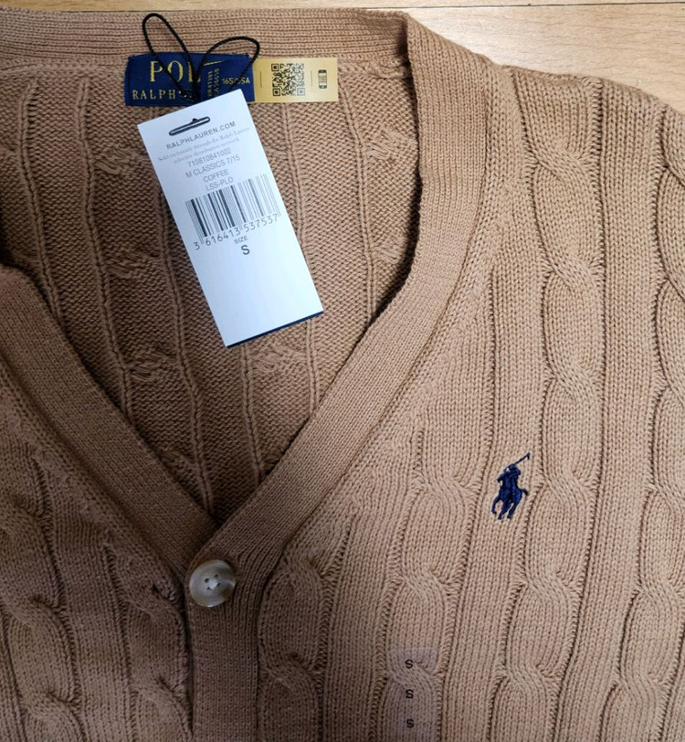 [새상품] 폴로 랄프로렌 케이블 니트 가디건 카멜 S 이미지