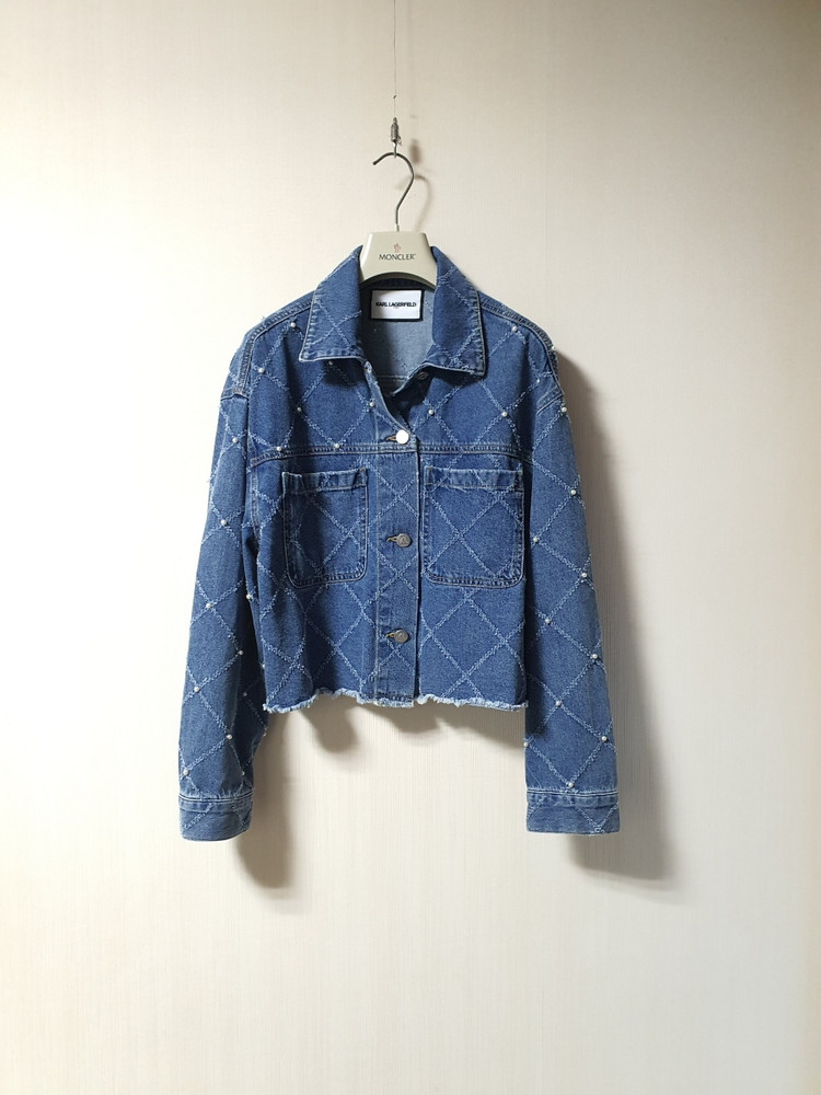 칼라거펠트 진주 디테일 데님 자켓 66사이즈 정품 이미지