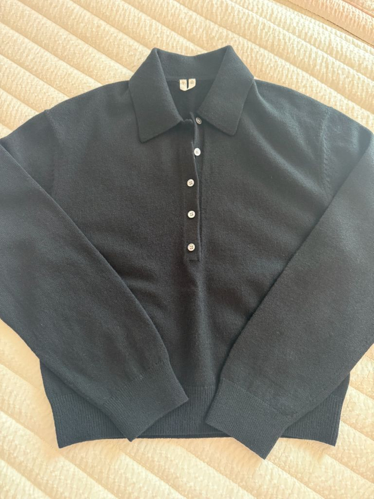 아르켓 울 폴로 스웨터 블랙 이미지