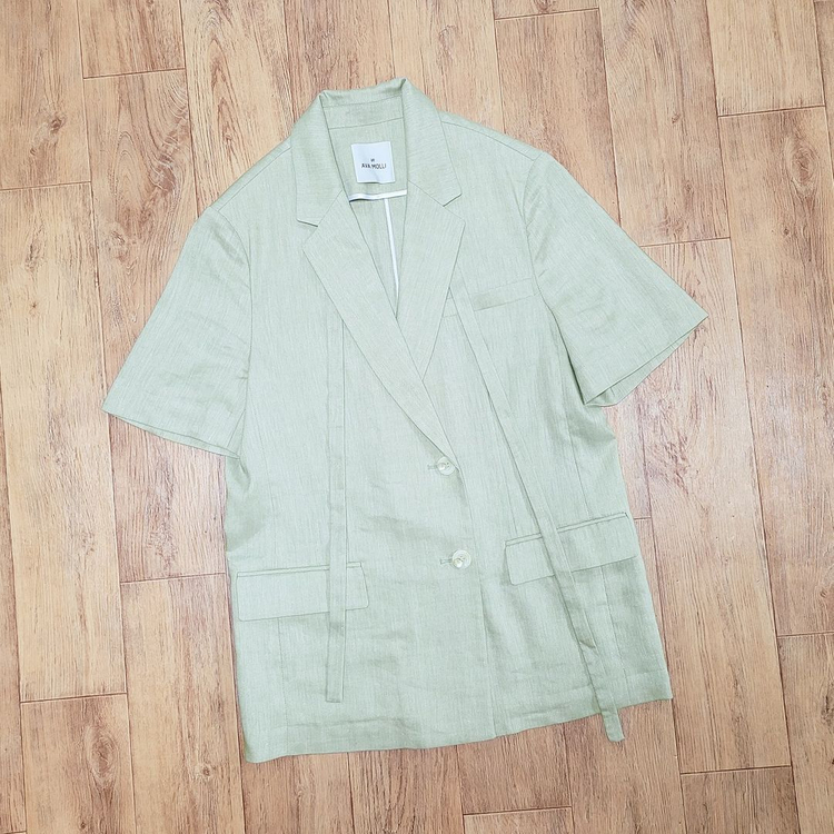 아바몰리(AVAMOLLI) 린넨 헤링본 투버튼 자켓 55-66 이미지
