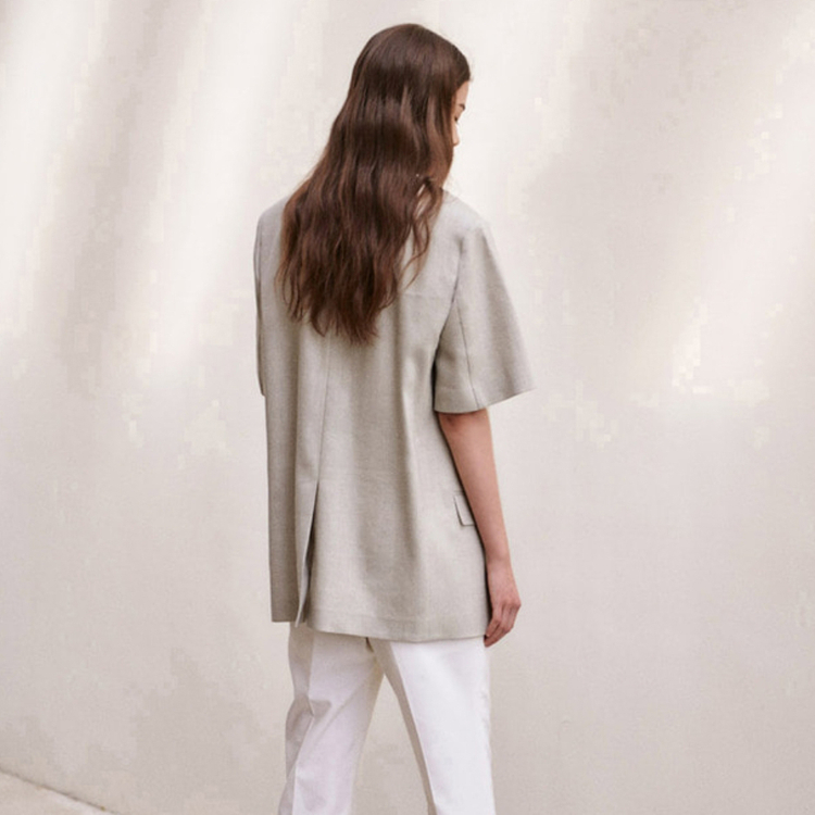 아바몰리(AVAMOLLI) 린넨 헤링본 투버튼 자켓 55-66 이미지