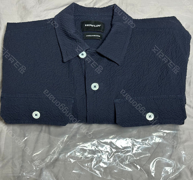 하울린(HOWLIN) 시어서커 셔츠(마인드 사파리 셔츠) 사이즈 M 네이비 이미지