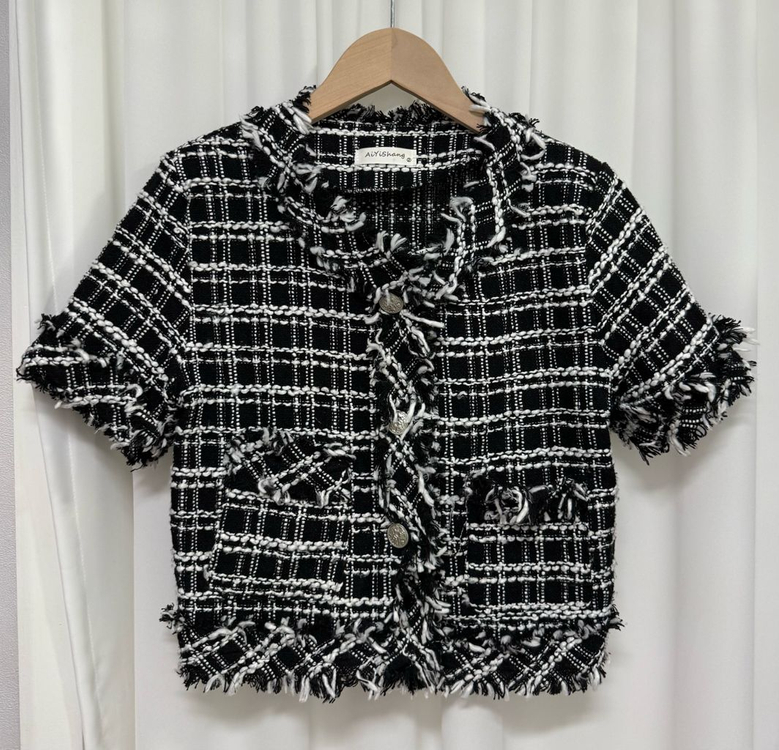 블랙 수술 트위드 반팔 자켓 이미지