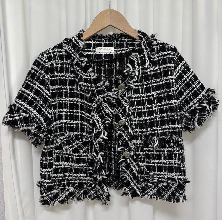 블랙 수술 트위드 반팔 자켓 이미지