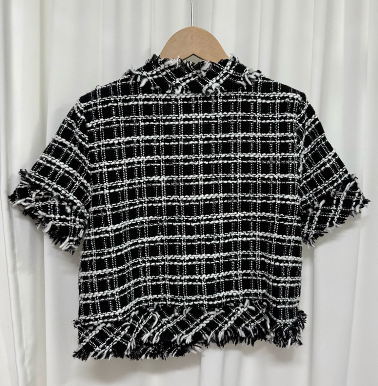 블랙 수술 트위드 반팔 자켓 이미지