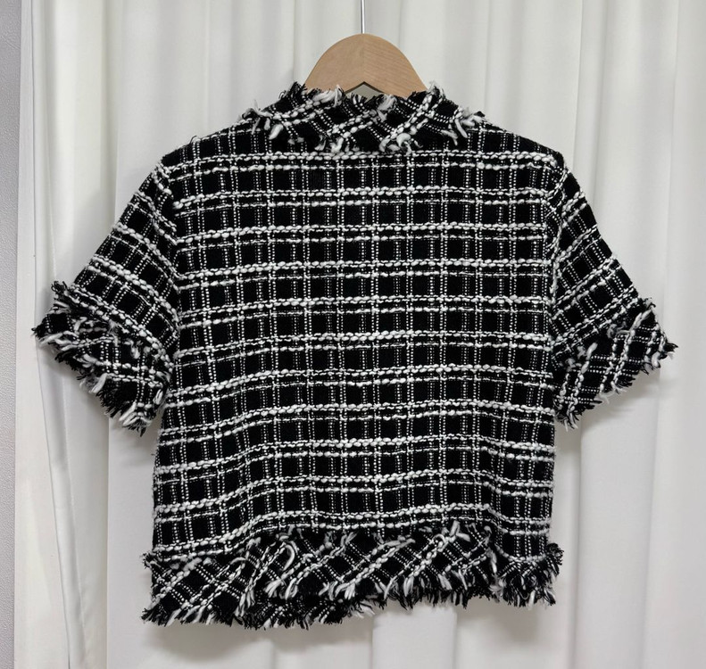 블랙 수술 트위드 반팔 자켓 이미지