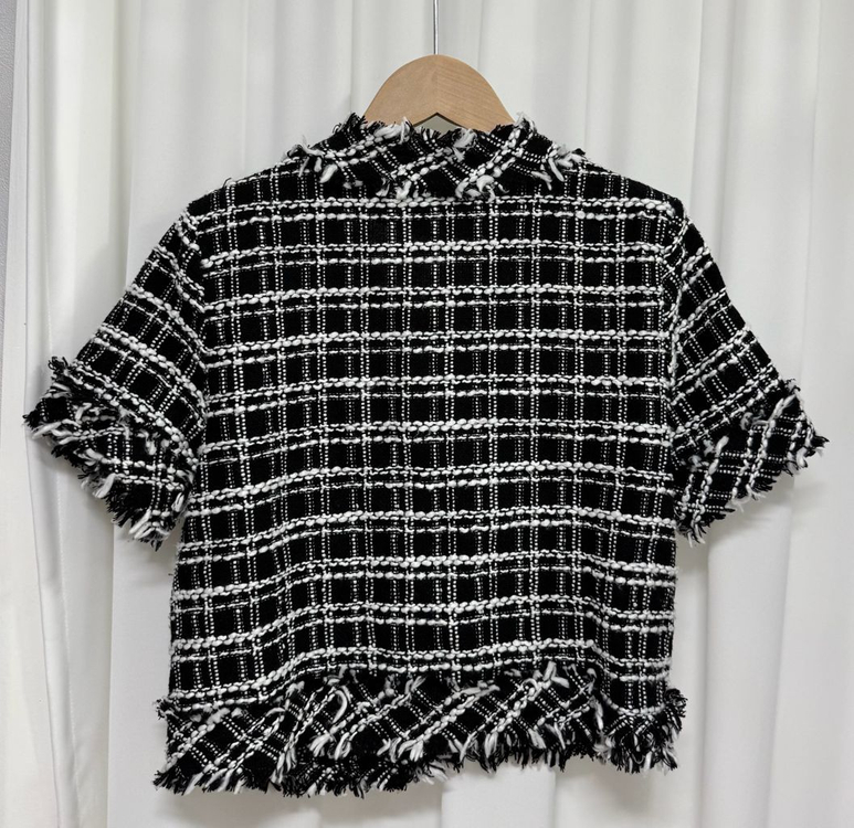 블랙 수술 트위드 반팔 자켓 이미지