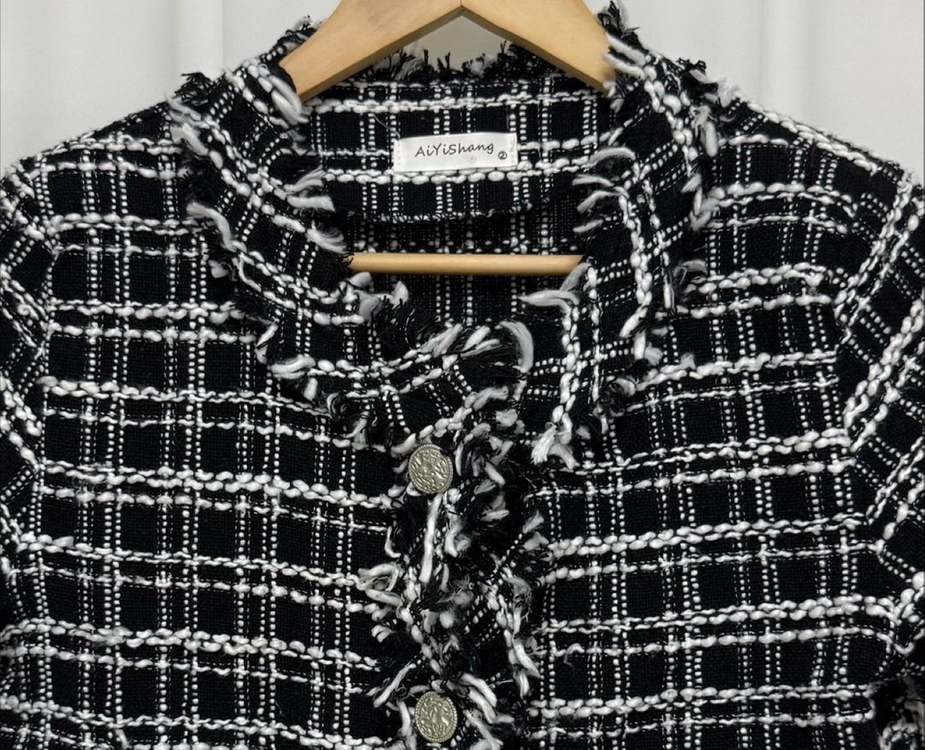 블랙 수술 트위드 반팔 자켓 이미지