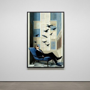 사유의 비행 그림 액자 팝아트 인테리어소품 슈트남정장남그림 멋진남자액자 현대미술 모던 감성 거실 홈데코 대형벽걸이 이미지