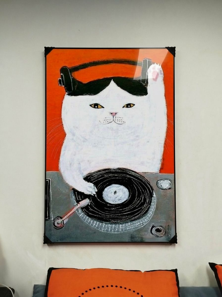 그림 액자 팝아트 인테리어소품 고양이그림 DJ고양이액자 세트 거실 대형 벽걸이 인테리어 포인트 장식용 아트포스터 이미지
