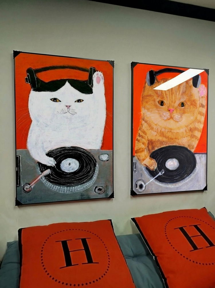 그림 액자 팝아트 인테리어소품 고양이그림 DJ고양이액자 세트 거실 대형 벽걸이 인테리어 포인트 장식용 아트포스터 이미지