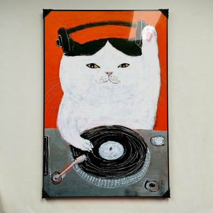 그림 액자 팝아트 인테리어소품 DJ 고양이를 그린 고양이그림 고양이액자 카페 거실 벽걸이 대형 포인트 아트 포스터 이미지