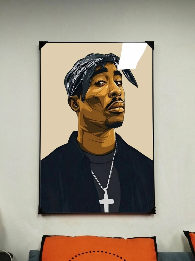 그림 액자 팝아트 인테리어소품 아이스큐브 투팍그림 힙합액자 힙합가수 초상화 거실 사무실 인테리어 아트포스터 2점 세 이미지
