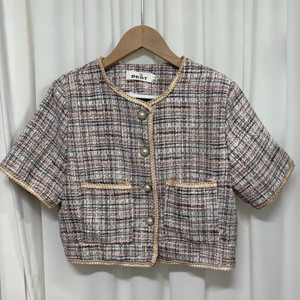 체크 트위드 반팔 자켓 이미지