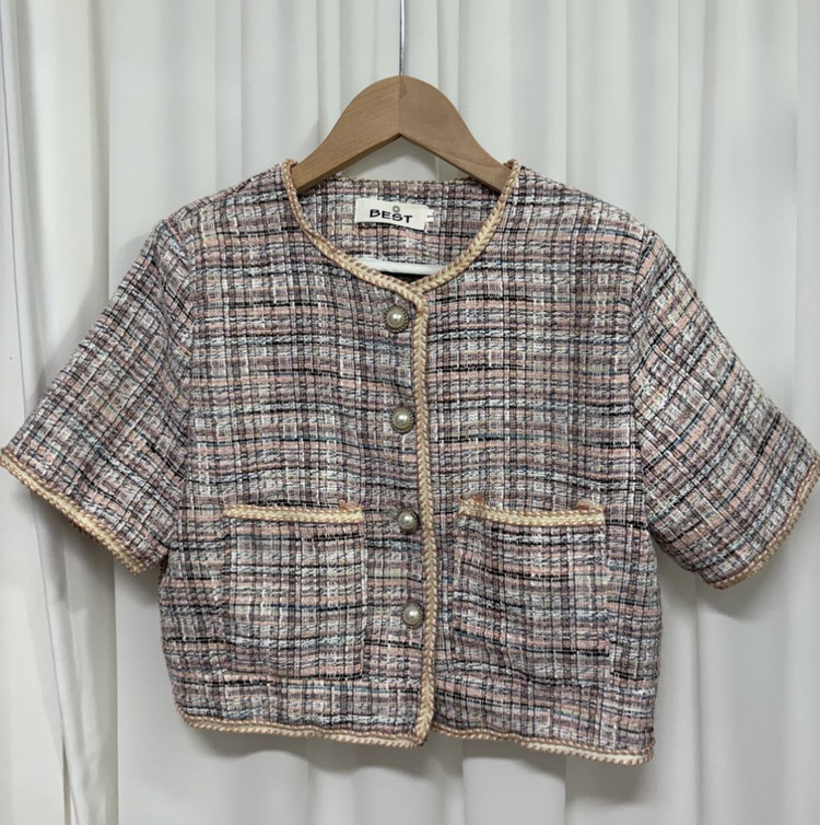 체크 트위드 반팔 자켓 이미지