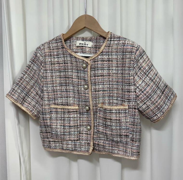 체크 트위드 반팔 자켓 이미지