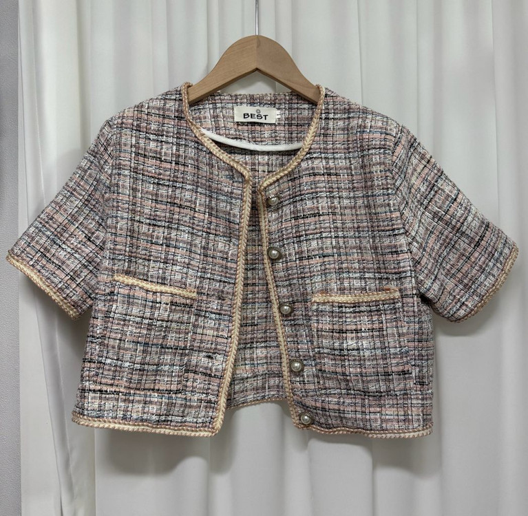 체크 트위드 반팔 자켓 이미지