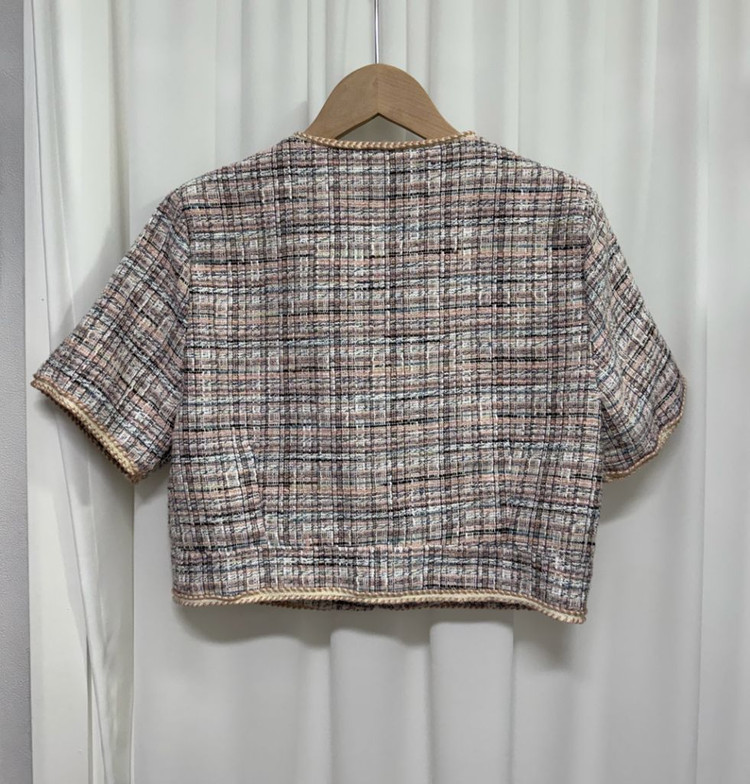 체크 트위드 반팔 자켓 이미지