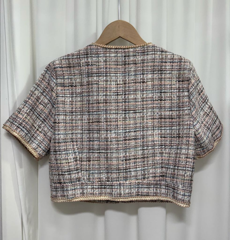 체크 트위드 반팔 자켓 이미지